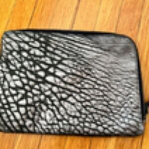 NWOT Eileen Fisher Metallic Black Bronze Leather iPad Mini Zip Case